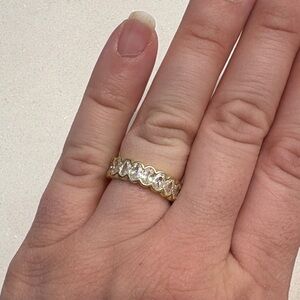 Gold Tone Round Cut Cubic Zirconia Band Ring Size 7